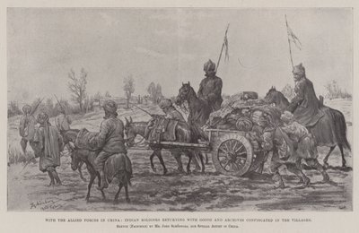 With the Allied Forces in China, Indian Soldiers Returning with Goods and Archives Confiscated in the Villages by Johann Nepomuk Schonberg